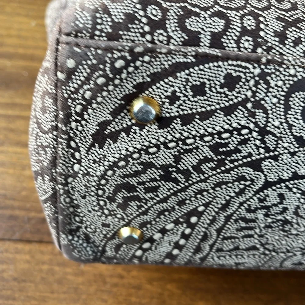 Yvelyne Ponnau Vintage Paisley Leather Tote